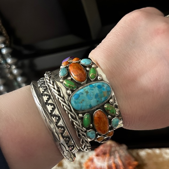 Mohave Multi Stone Sterling Silver Statement Cuff - Picture 7 of 12